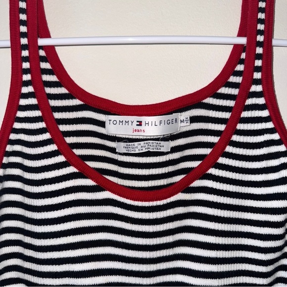 Vintage Tommy Hilfiger Striped Tank Medium 100% Cotton - Picture 3 of 5
